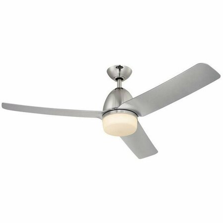 BRIGHTBOMB 52 in. Delancey Brushed Chrome Three Silver ABS Resin Blade DC Motor Ceiling Fan, Remote Control BR603450